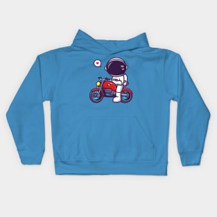 Cute Astronaut Riding Motorcycle Cartoon Kids Hoodie